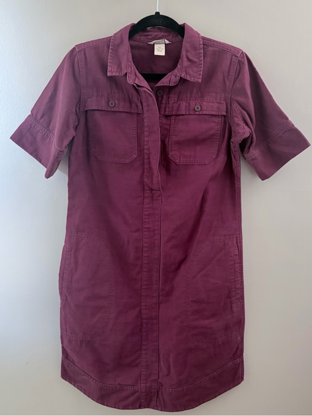 Duluth Trading Co Short-Sleeve Shirt Dress in Plum
